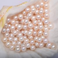 Half Drilled Cultured Freshwater Pearl Beads, Slightly Round, DIY & half-drilled, pink, 6.5-7mm 