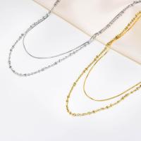 Stainless Steel Chain Necklace, 304 Stainless Steel, Vacuum Ion Plating, Double Layer & for woman 