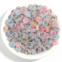 Acryl Alphabet Perlen, flache Runde, DIY & glänzend & Emaille, keine, 7mm, 100PCs/Tasche, verkauft von Tasche