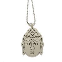 Titanium Steel Jewelry Necklace, Buddha, polished, fashion jewelry & Unisex silver color 