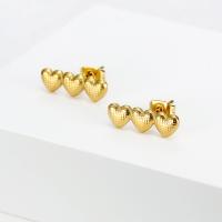 Titanium Steel Earrings, Heart, Vacuum Ion Plating, fashion jewelry & for woman, golden 