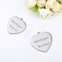 Stainless Steel Heart Pendants, 304 Stainless Steel, polished, DIY [