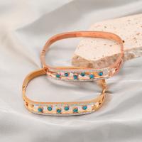 304 Stainless Steel Bangle, with turquoise, plated, fashion jewelry & for woman & with rhinestone Approx 18.6 cm 