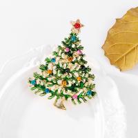 Weihnachten Schmuck Brosche, Zinklegierung, mit Emaille, Weihnachtsbaum, Weihnachts-Design & für Frau & mit Strass, 41x52mm, verkauft von PC