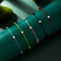 Fashion Jewelry Bracelet, Brass, with Cotton Thread, Star, handmade, Unisex Approx 18-34 cm 
