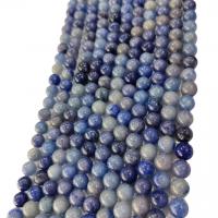 Blauer Aventurin , rund, poliert, verschiedene Größen vorhanden, blau, Länge:ca. 36.8 cm, verkauft von Strang