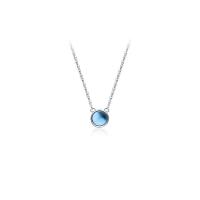 Sterling Silver Jewelry Necklace, 925 Sterling Silver, with Glass Stone, with 4CM extender chain, polished, for woman, silver color Approx 40.5 cm 