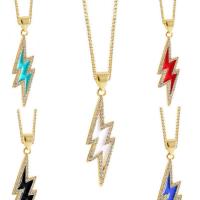 Cubic Zircon Micro Pave Brass Necklace, Lightning Symbol, plated, micro pave cubic zirconia & for woman & enamel 
