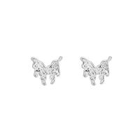 Sterling Silver Stud Earring, 925 Sterling Silver, Butterfly, polished, for woman, silver color 