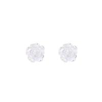 Acrylic Stud Earring, petals, polished, for woman, platinum color, 7.2mm 