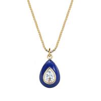 Rhinestone Brass Necklace, Teardrop, plated, for woman & enamel & with rhinestone 