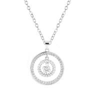 Cubic Zircon Micro Pave Brass Necklace, Round, plated, micro pave cubic zirconia & for woman 