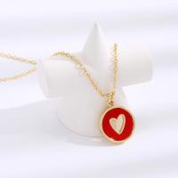Brass Jewelry Necklace, Heart, plated, for woman & enamel, gold 