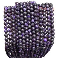 Single Gemstone Beads, Natural Stone, Round, polished, DIY dark purple 