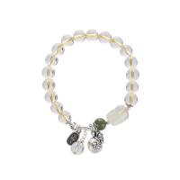 Quartz Bracelets, Citrine, with Hetian Jade & Brass, Fabulous Wild Beast, silver color plated, fashion jewelry & for woman, 7.6mm Approx 7 Inch [
