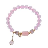 Bracelets quartz, quartz rose, avec Moonstone & laiton, bijoux de mode & pour femme, 8mm Environ 7 pouce, Vendu par PC