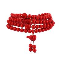 Fashion Cinnabar Bracelet, with Brass, Calabash, polished, fashion jewelry & multilayer & for woman, 6mm [