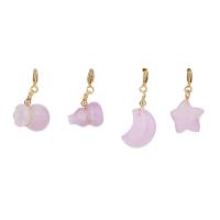 Gemstone Drop Earring, Kunzite, with Brass, gold color plated, DIY 