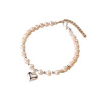 Cultured Freshwater Pearl Brass Bracelet, with Freshwater Pearl, real gold plated, fashion jewelry & for woman, two different colored cm 