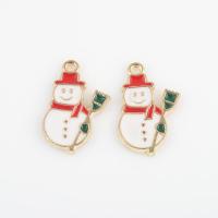 Zinc Alloy Christmas Pendants, Snowman, gold color plated, DIY & enamel, mixed colors Approx 1.4mm, Approx 