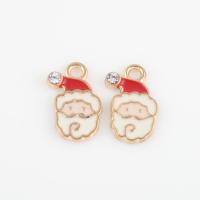 Zinc Alloy Christmas Pendants, Santa Claus, gold color plated, DIY & enamel & with rhinestone, mixed colors Approx 1.9mm, Approx 
