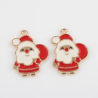 Zinc Alloy Christmas Pendants, Santa Claus, gold color plated, DIY & enamel, red Approx 1.4mm, Approx 