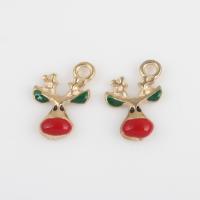 Zinc Alloy Christmas Pendants, Christmas Reindeer, gold color plated, DIY & enamel, mixed colors Approx 2.2mm, Approx 