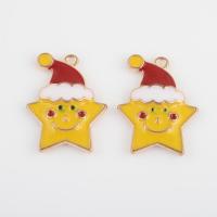Zinc Alloy Christmas Pendants, Star, gold color plated, DIY & enamel, mixed colors Approx 1.5mm, Approx 