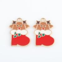Zinc Alloy Christmas Pendants, Christmas Reindeer, gold color plated, DIY & enamel, mixed colors Approx 1.6mm, Approx 