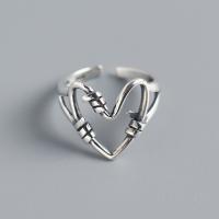 Sterling Silver Finger Ring, 925 Sterling Silver, Heart, Antique finish, fashion jewelry & for woman & hollow, 14.5mm, Inner Approx 16.5mm 