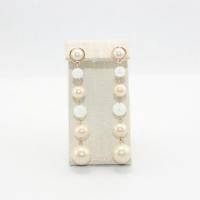 Boucle d'oreille en alliage de zinc en plastique perle, avec perle de plastique, bijoux de mode & pour femme, 90mm, Vendu par paire