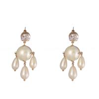 Kunststoff Perle Zink Legierung Ohrring, Zinklegierung, mit Kunststoff Perlen, Modeschmuck & für Frau & mit Strass, 50mm, verkauft von Paar
