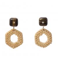 Zinc Alloy Drop Earring, with Straw, fashion jewelry & for woman 