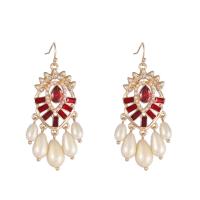 Plastic Pearl Zinc Alloy Earring, with Plastic Pearl, fashion jewelry & for woman 64mm 