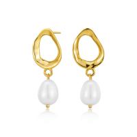 Sterling Silver Pearl Drop Earring, 925 Sterling Silver, with Freshwater Pearl, plated, fashion jewelry & for woman 