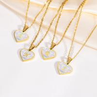 Stainless Steel Chain Necklace, 304 Stainless Steel, with Shell, with 1.97inch extender chain, Heart, Vacuum Ion Plating, fashion jewelry & for woman, golden Approx 17.72 Inch 