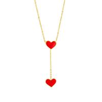 Titanium Steel Jewelry Necklace, with 2.36inch extender chain, Heart, plated, fashion jewelry & for woman & enamel, golden Approx 15.75 Inch 