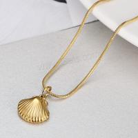 Titanium Steel Jewelry Necklace, Shell, Vacuum Ion Plating, fashion jewelry & for woman, golden, 16mm Approx 45-50 cm 