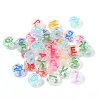 Acryl Alphabet Perlen, flache Runde, DIY & Emaille, keine, 7mm, 100PCs/Tasche, verkauft von Tasche
