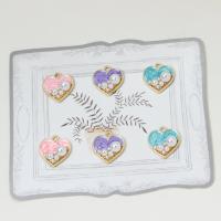 Zinc Alloy Enamel Pendants, with Plastic Pearl, Heart, gold color plated, DIY Approx 