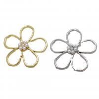 Zinc Alloy Flower Pendants, with Plastic Pearl, plated, DIY Approx 