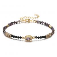 Gemstone Bracelets, Brass, with Natural Stone, with 5cm extender chain, plated, fashion jewelry & with rhinestone cm 