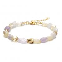 Gemstone Bracelets, Brass, with Natural Stone, with 5cm extender chain, plated, fashion jewelry cm 