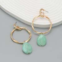 Zinc Alloy Stud Earring, with Resin, Round, plated, fashion jewelry & for woman 