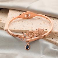 Stainless Steel Bangle, 304 Stainless Steel, fashion jewelry & for woman & with rhinestone, rose gold color Approx 16.8 cm 