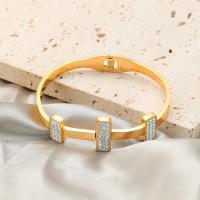 Stainless Steel Bangle, 304 Stainless Steel, plated, fashion jewelry & for woman & with rhinestone, gold Approx 16.8 cm 