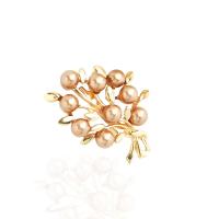 Plastic Pearl Brooch, Zinc Alloy, with Plastic Pearl, plated, Unisex & with rhinestone 