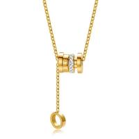 Cubic Zirconia Stainless Steel Necklace, 304 Stainless Steel, plated, micro pave cubic zirconia & for woman, golden 