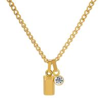 Cubic Zirconia Stainless Steel Necklace, 304 Stainless Steel, with 6CM extender chain, plated, micro pave cubic zirconia & for woman, golden Approx 44 cm 