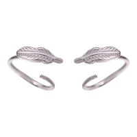 Sterling Silver Drop Earring, 925 Sterling Silver, Feather, plated, for woman, platinum color 